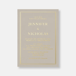 Formal Taupe Wedding Gold Einladung