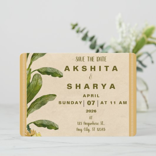 Formal Traditional Wedding Save the Date  (Stehend Vorderseite)