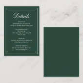 Formal Traditionelle Elegant Forest Green Wedding Begleitkarte (Vorne/Hinten)