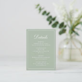 Formal Traditionelle Elegant Sage Green Wedding Begleitkarte (Stehend Vorderseite)