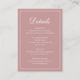 Formal Traditionelle elegante Dusty Rose Pink Wedd Begleitkarte