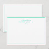 Formal Turquoise Script Two Border Stationery Mitteilungskarte (Vorne/Hinten)