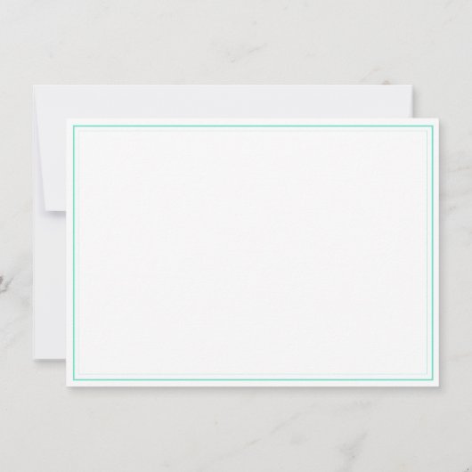 Formal Turquoise Script Two Border Stationery Mitteilungskarte (Rückseite)