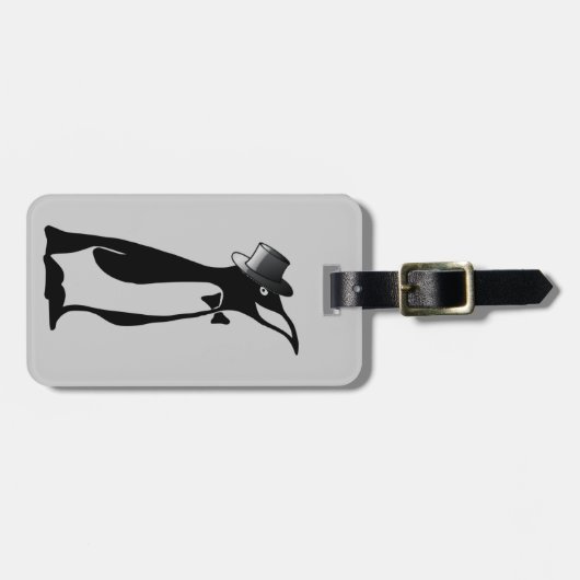 Formal Tuxedo Pinguin Hochzeitsgroom Trauzeuge Gepäckanhänger (Vorderseite horizontal)