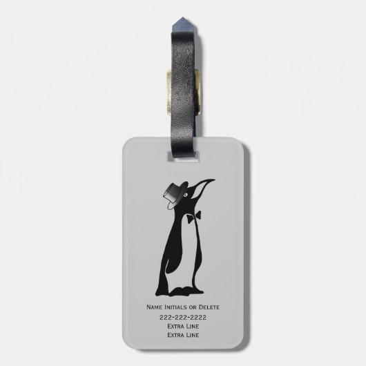 Formal Tuxedo Pinguin Hochzeitsgroom Trauzeuge Gepäckanhänger (Rückseite vertikal)