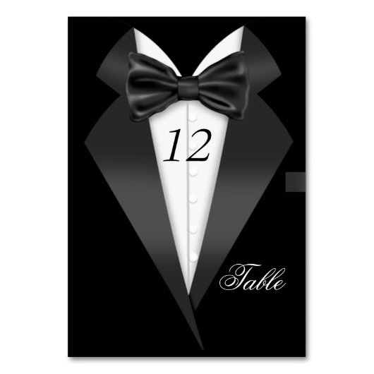 Formal Tuxedo Schwarze Tischnummer Sitzplatz (Rückseite)