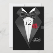 Formal Tuxedo Schwarze Tischnummer Sitzplatz 2 (Vorderseite)