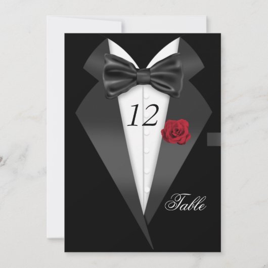 Formal Tuxedo Schwarze Tischnummer Sitzplatz 2 (Vorderseite)
