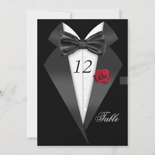 Formal Tuxedo Schwarze Tischnummer Sitzplatz 2 (Rückseite)