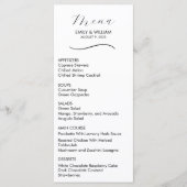 Formal und elegant beim Hochzeitsmenü Menükarte (Vorderseite)