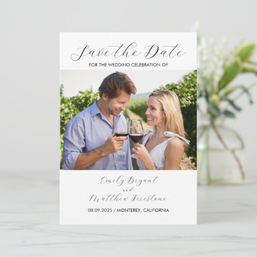 Formal und elegant Hochzeit Save the Date (Stehend Vorderseite)