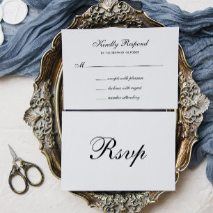 Formal und Klassisch Schwarze und Weiße Hochzeit RSVP Karte
