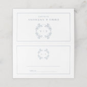 Formal Vintage dusty Blue Monogram Wedding Platzkarte (Außenseite Aufgefaltet)