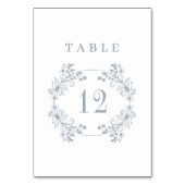 Formal Vintage dusty Blue Monogram Wedding Tischnummer (Vorderseite)