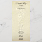 Formal Vintage Wedding Programm (Rückseite)