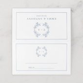Formal Vintages Periwinkle Monogram Wedding Platzkarte (Außenseite Aufgefaltet)