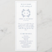 Formal Vintages Periwinkle Monogram Wedding Progra Programm (Vorderseite)