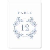 Formal Vintages Periwinkle Monogram Wedding Tischnummer (Vorderseite)