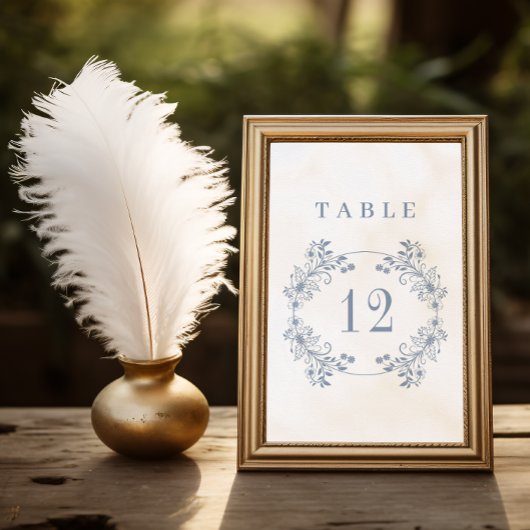 Formal Vintages Periwinkle Monogram Wedding Tischnummer