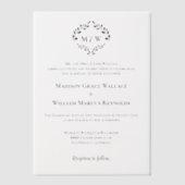 Formal Wappen Monogram Laurel Wreath Custom weddin Pergament Einladungen (Vorderseite)