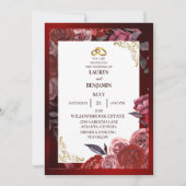 Formal wedding invitation in red and gold einladung (Vorderseite)