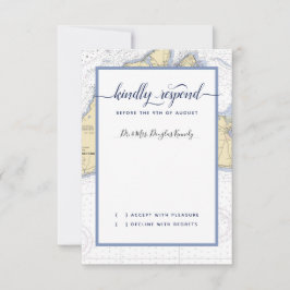 Formal Wedding Martha's Vineyard mit Gastname RSVP Karte