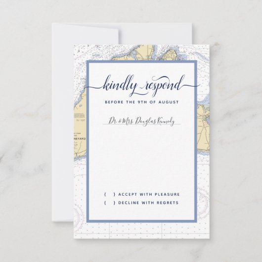 Formal Wedding Martha's Vineyard mit Gastname RSVP Karte (Vorderseite)