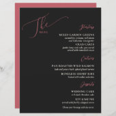 Formal Wedding Menu Black Magenta (Vorne/Hinten)