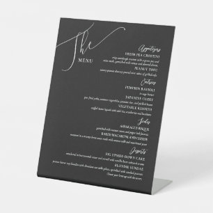 Formal Wedding Menu Elegant Weiß auf Schwarz Sockelschild