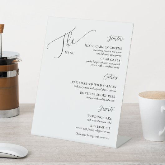 Formal Wedding Menu Elegant White Black Sockelschild (In SItu)