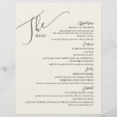 Formal Wedding Menu Elegantes Black Bone (Vorderseite)