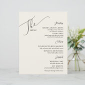 Formal Wedding Menu Elegantes Bone Black (Stehend Vorderseite)