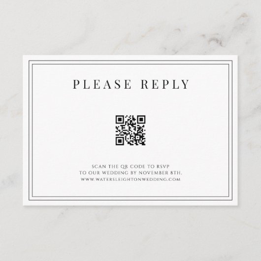 Formal Wedding QR Code RSVP Card Begleitkarte (Vorderseite)