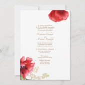 Formal Wedding Red Floral & Metallic Gold Einladung (Vorderseite)