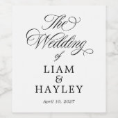 Formal Wedding Script Wine Label Weinetikett (Einzelnes Label)