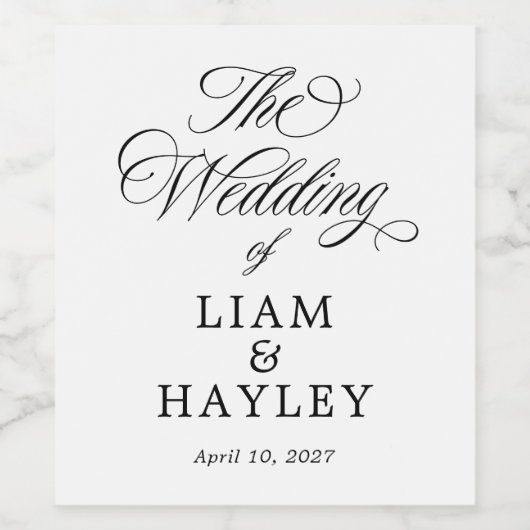 Formal Wedding Script Wine Label Weinetikett (Einzelnes Label)