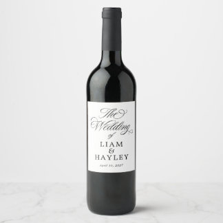 Formal Wedding Script Wine Label Weinetikett
