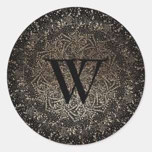 Formal Whimsical Hand Drawn Black and Gold Hochzei Runder Aufkleber