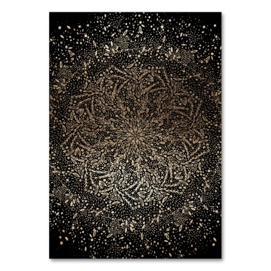 Formal Whimsical Hand Drawn Black and Gold Hochzei Tischnummer (Rückseite)