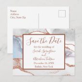 Formal White Agate Save the Date Postkarten (Vorne/Hinten)