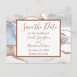 Formal White Agate Save the Date Postkarten