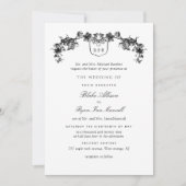 Formal White and Black Enchanted Monogram Wedding Einladung (Vorderseite)