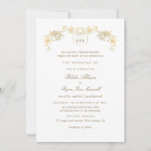 Formal White and Gold verzauberte Monogram Wedding Einladung (Vorderseite)