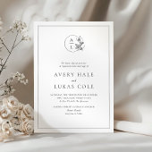 Formal White Black Elegant Wappen Hochzeit Einladung