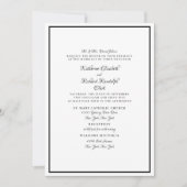 Formal White & Black Wedding Elegantes Skript Einladung (Vorderseite)