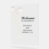 Formal White Bow Ribbon Elegante Hochzeit Acrylschild (Winkel)