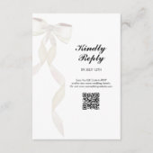 Formal White Bow Ribbon Elegante Hochzeit Begleitkarte (Vorderseite)