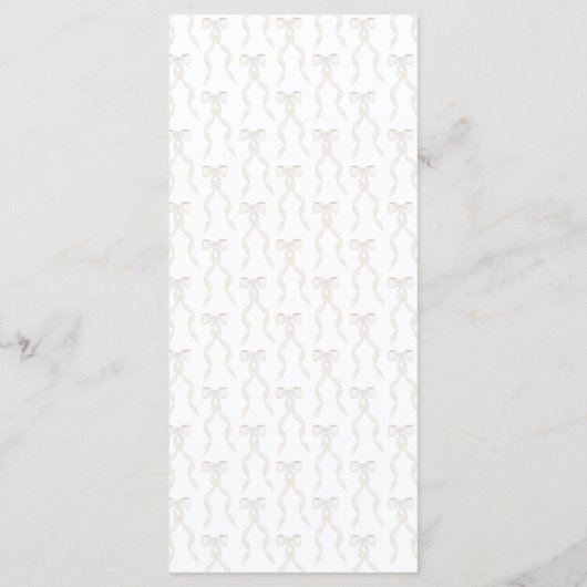 Formal White Bow Ribbon Elegante Hochzeit Menükarte (Rückseite)