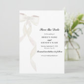 Formal White Bow Ribbon Elegante Hochzeit Save The Date (Stehend Vorderseite)