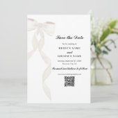 Formal White Bow Ribbon Elegante Hochzeit Save The Date (Stehend Vorderseite)